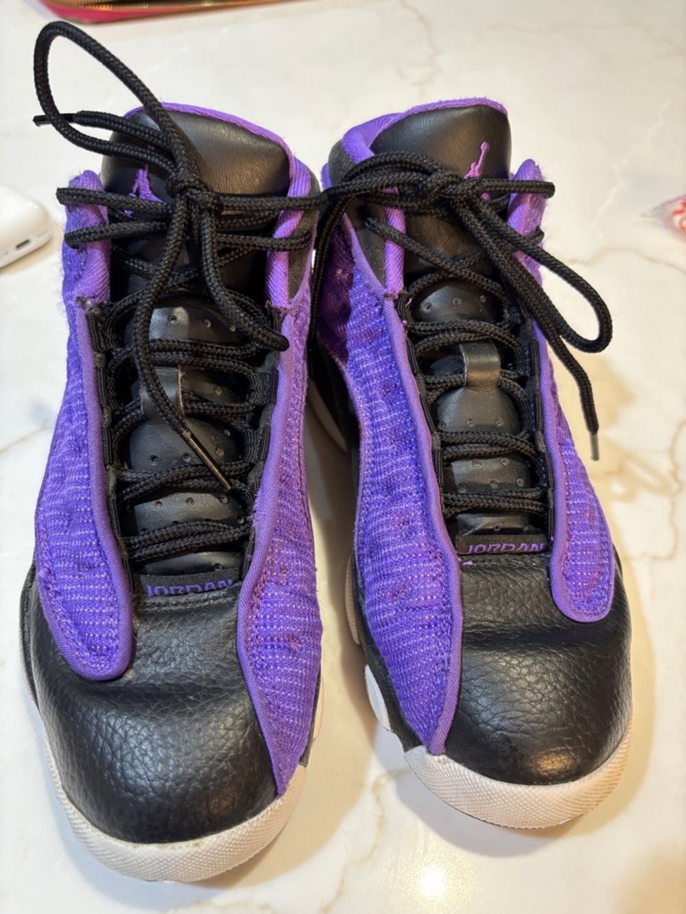 Air Jordan 13 Retro Purple Venom Black Purple Basketball Shoes Size 2 Youth
